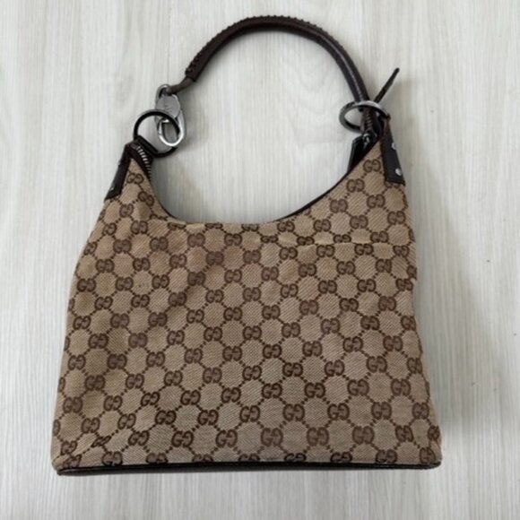 Gucci Purse Hobo Brown Monogram and Canvas Leather - Picture 1 of 6